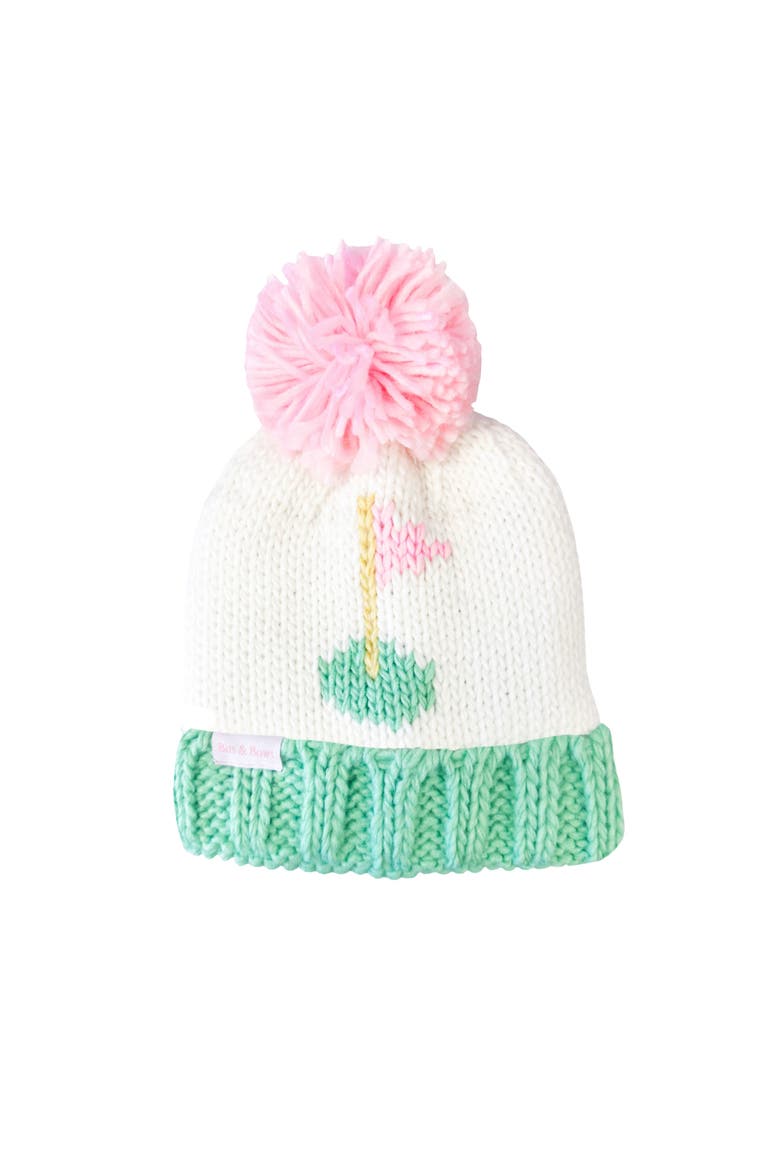 Golf Flag  Bobble Hat, Pink, Main, color, White