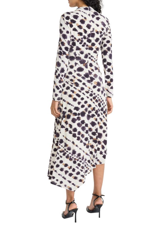 Maggy London Long Sleeve Asymmetric Hem Midi Dress In Multi