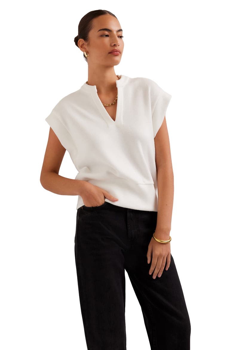 Morgan V-Neck Top, Alternate, color, OFF WHITE