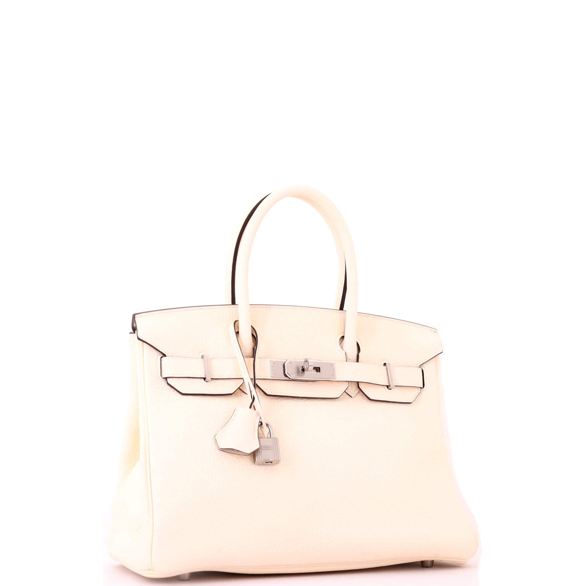Pre-Owned Hermes Birkin Handbag Light Clemence with Palladium Hardware 30, Alternate, color, Nata