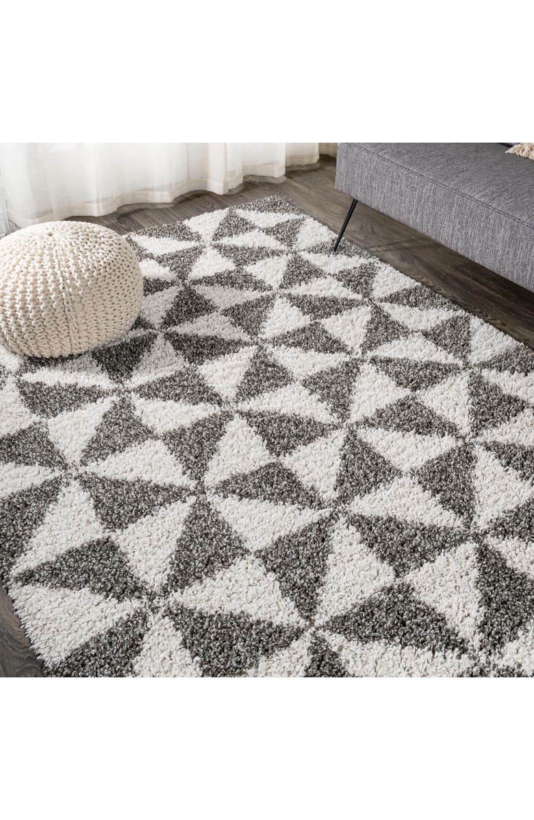 JONATHAN Y Alcudia Geometric Shag Area Rug, Alternate, color, Beige/Dark Gray