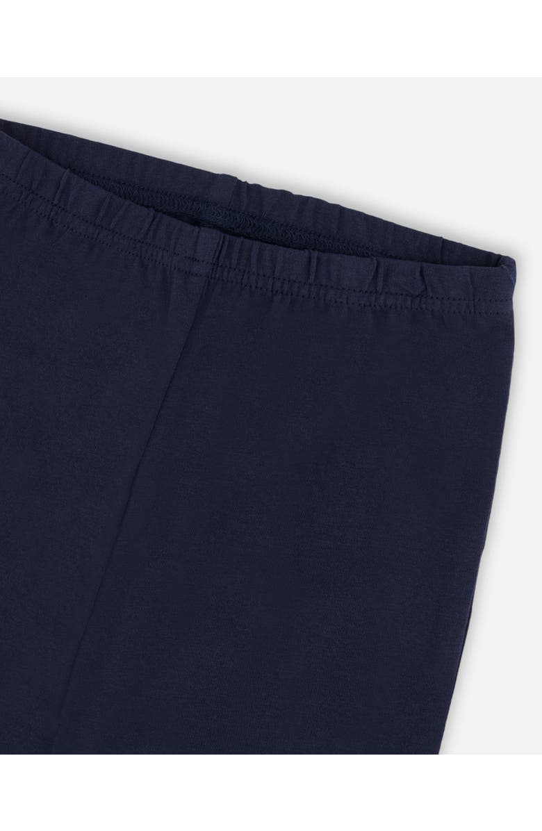 Deux par Deux Girl's Organic Cotton Capri Leggings With Mesh Navy Blue, Alternate, color, Navy Blue