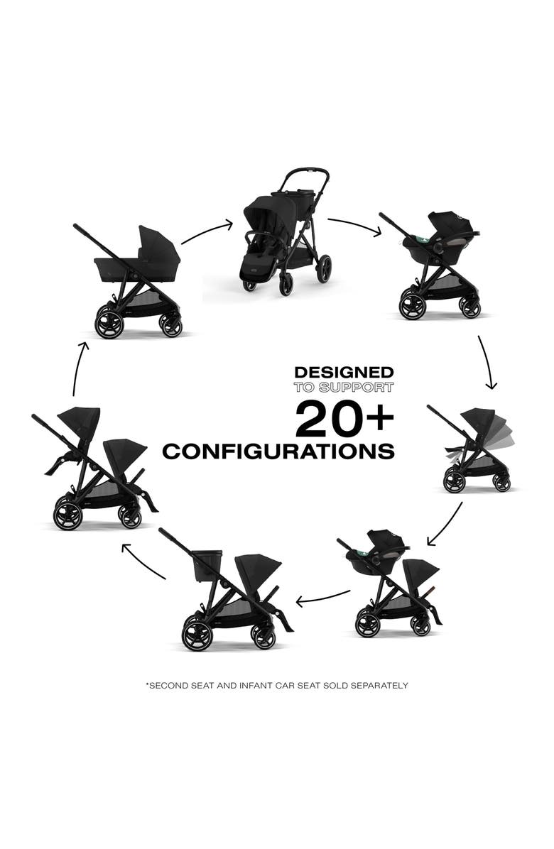 CYBEX Gazelle S Single to Double Stroller System & Carrycot, Alternate, color, Moon Black