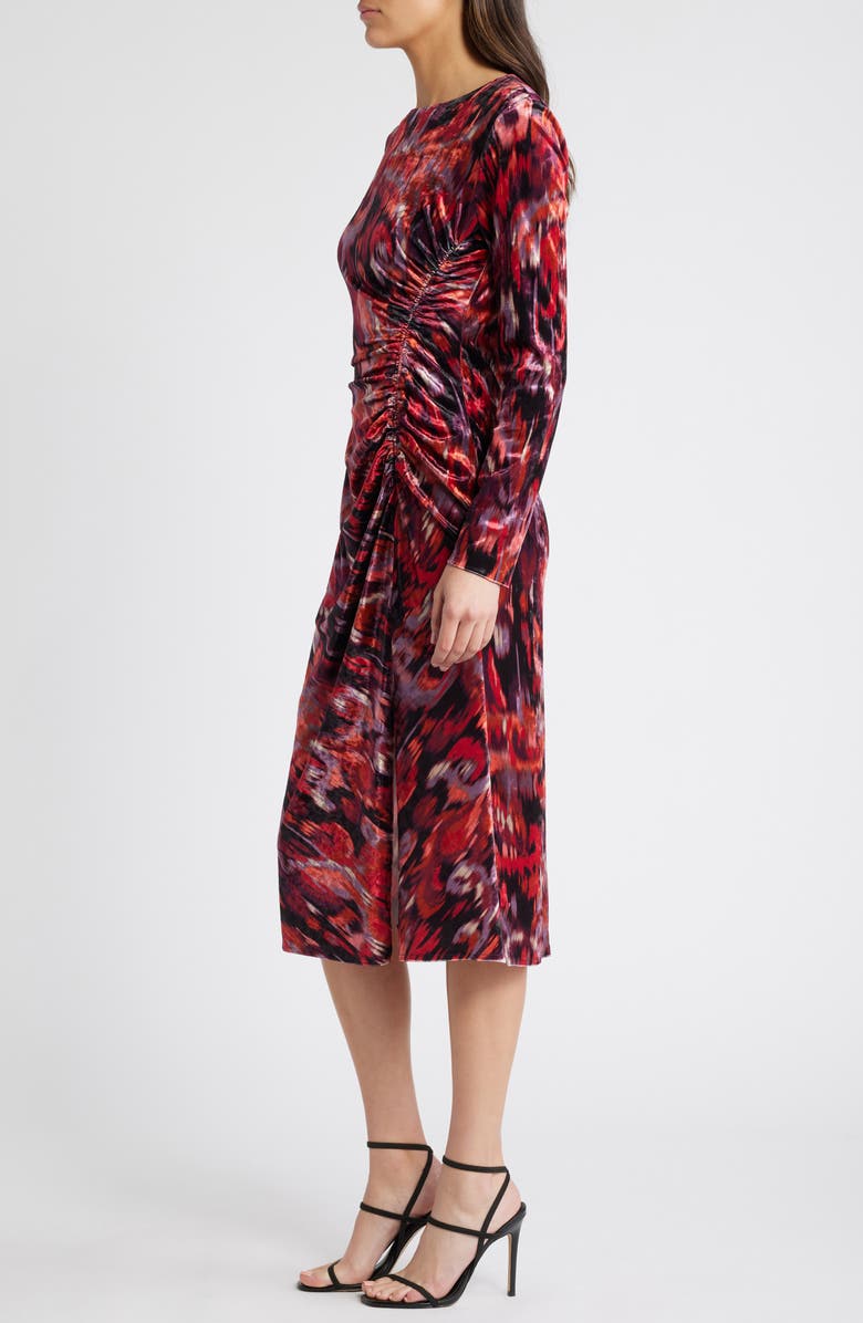 Julia Jordan Abstract Print Long Sleeve Velvet Midi Dress, Alternate, color,