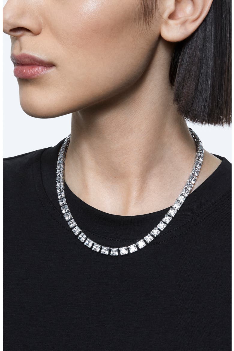 Matrix Swarovski Crystal Collar Necklace, Alternate, color, SILVER / CLEAR CRYSTAL