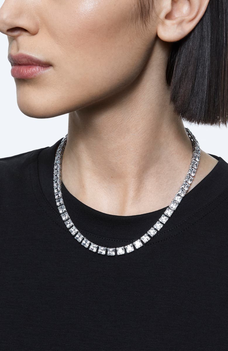 Swarovski Matrix Swarovski Crystal Collar Necklace, Alternate, color, Silver / Clear Crystal