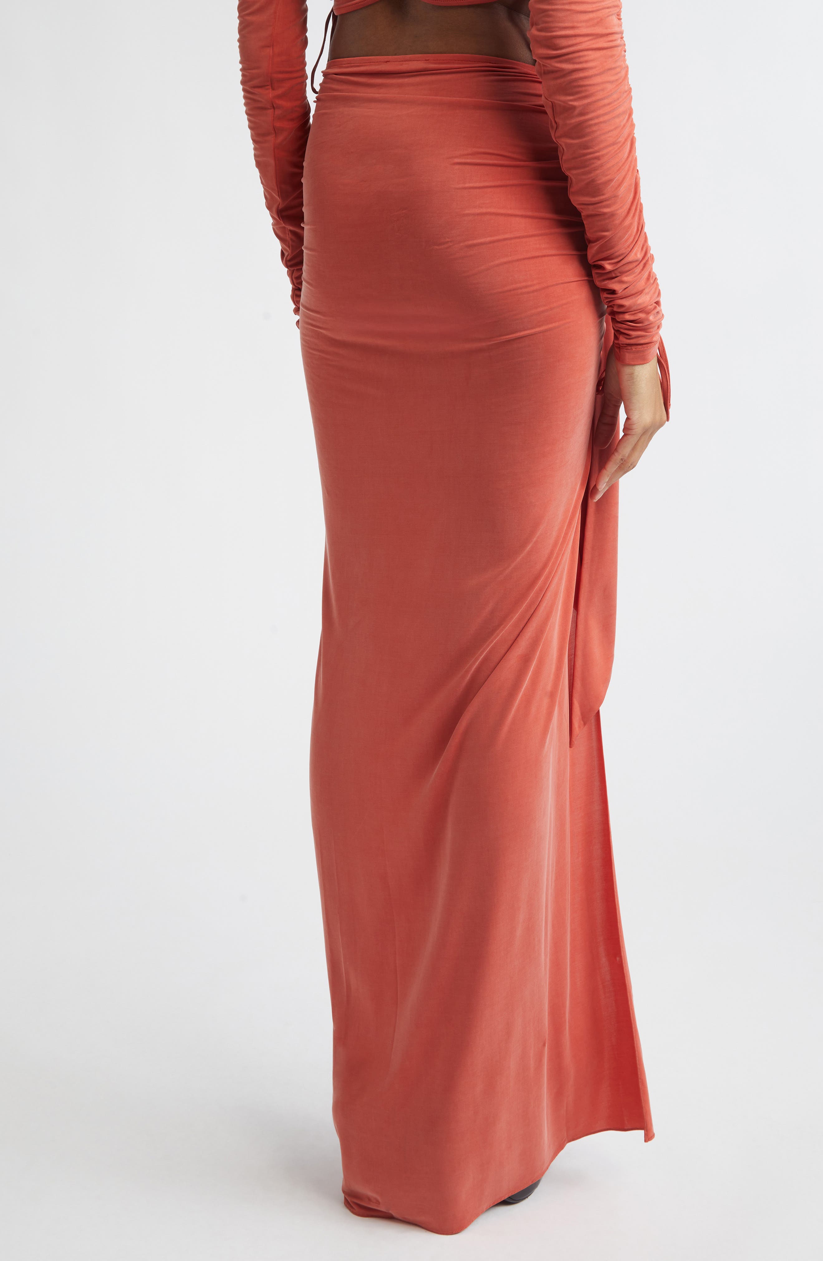 Side Drape Ruched Jersey Skirt - image 2