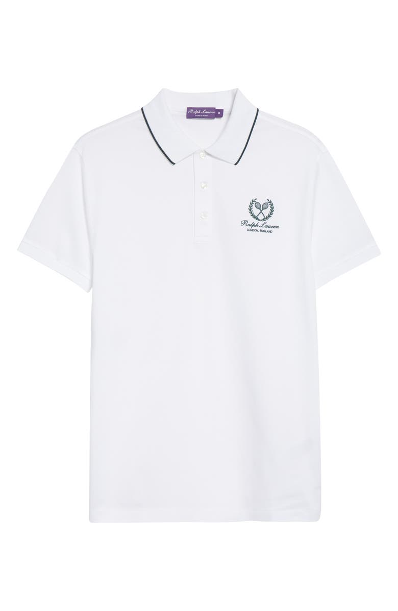 Ralph Lauren Purple Label Tipped Cotton Piqué Polo, Main, color, Classic White