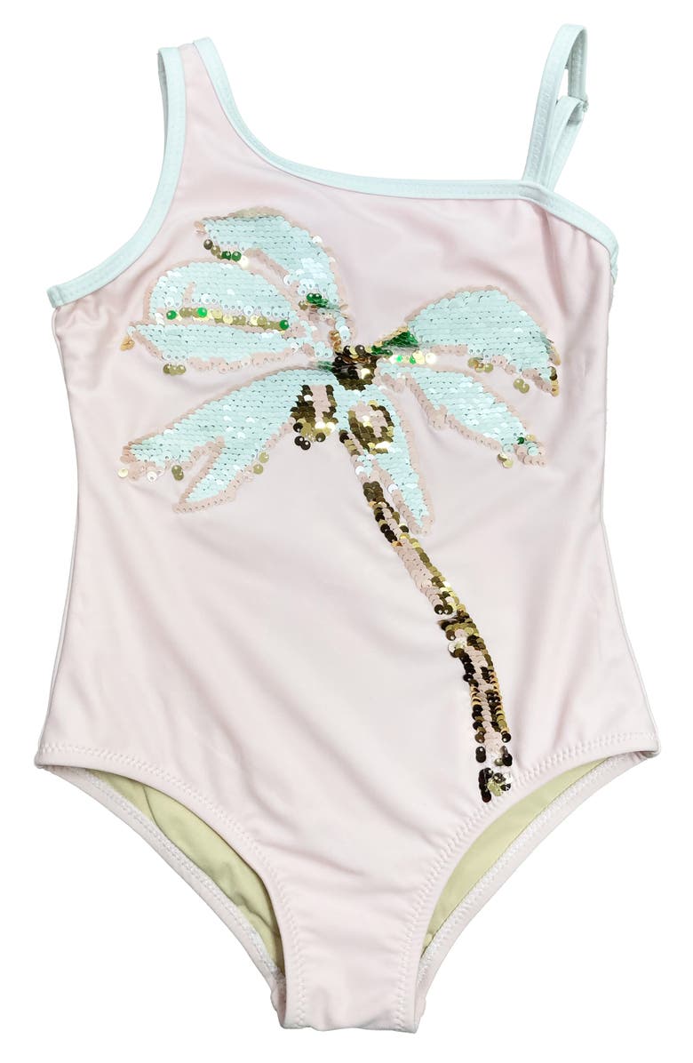 Shade Critters Kids' Sequin Palm One-Piece Swimsuit, Alternate, color, Pink