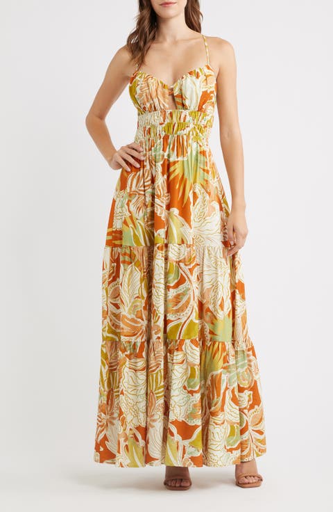 Floral Print Sleeveless Maxi Dress