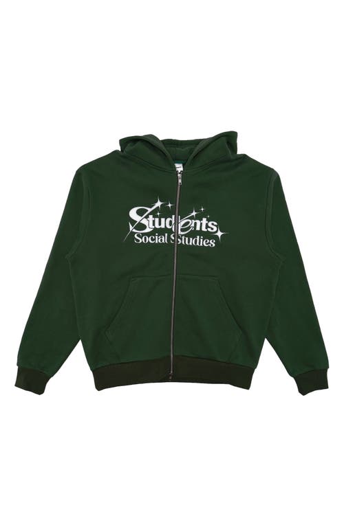 Students Rising Stars Cotton Zip-up Hoodie In Green