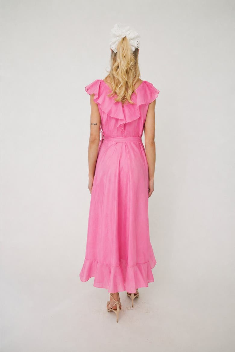 Landoncras Ruffle Detail Wrap Midi Dress, Alternate, color, Pink