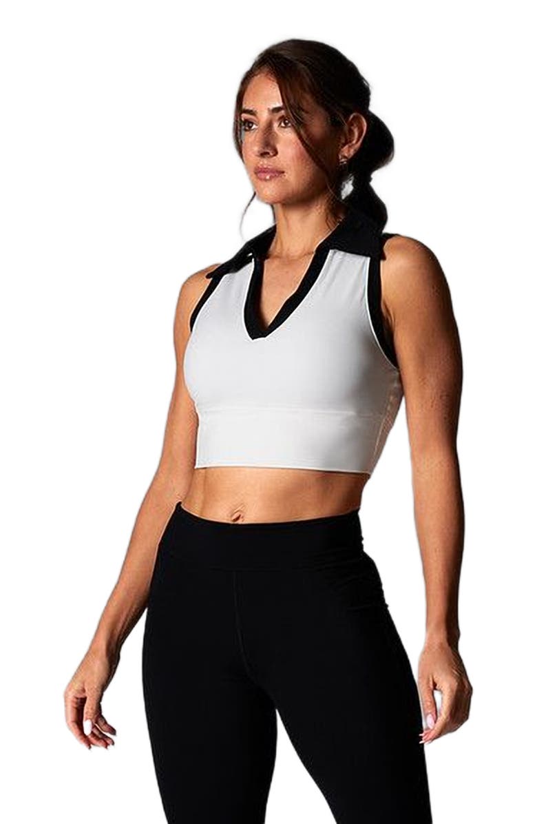 Tavi Contrast Polo Tank, Alternate, color, Coconut Ebony