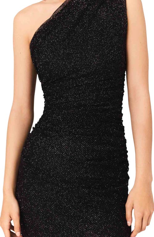 Maje Womens Black Rhinestone-embellished Asymmetric Stretch-knit Maxi Dress In Black