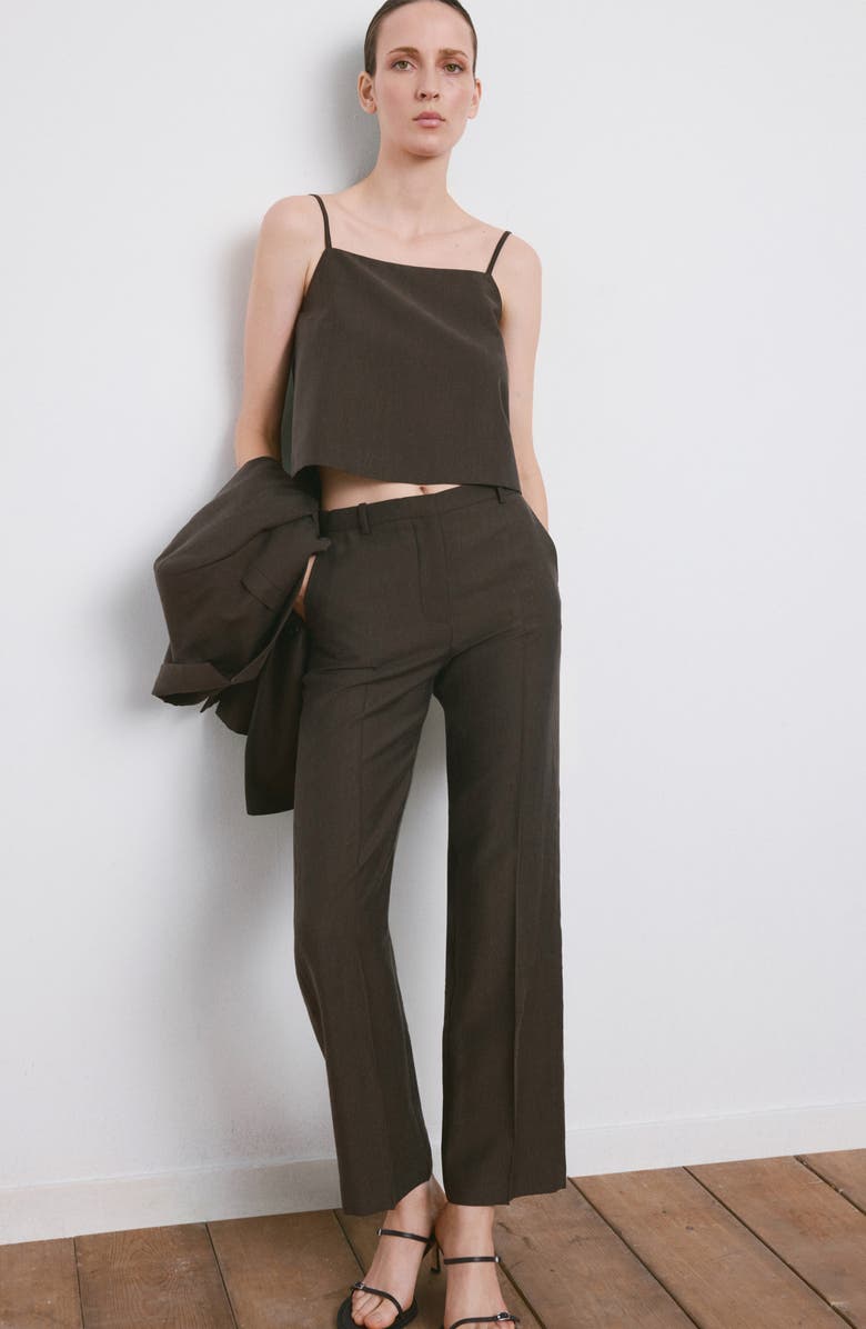 MANGO Lyocell Blend Pants, Alternate, color, Chocolate