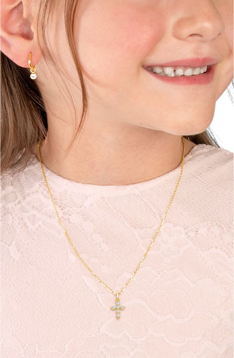 Tiny Blessings 14K Glory and Grace Cross 12-14" Necklace, Alternate, color, 14K Yellow Gold