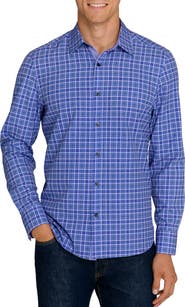 CONSTRUCT Slim Fit Hermon Plaid Performance Stretch Long Sleeve Shirt