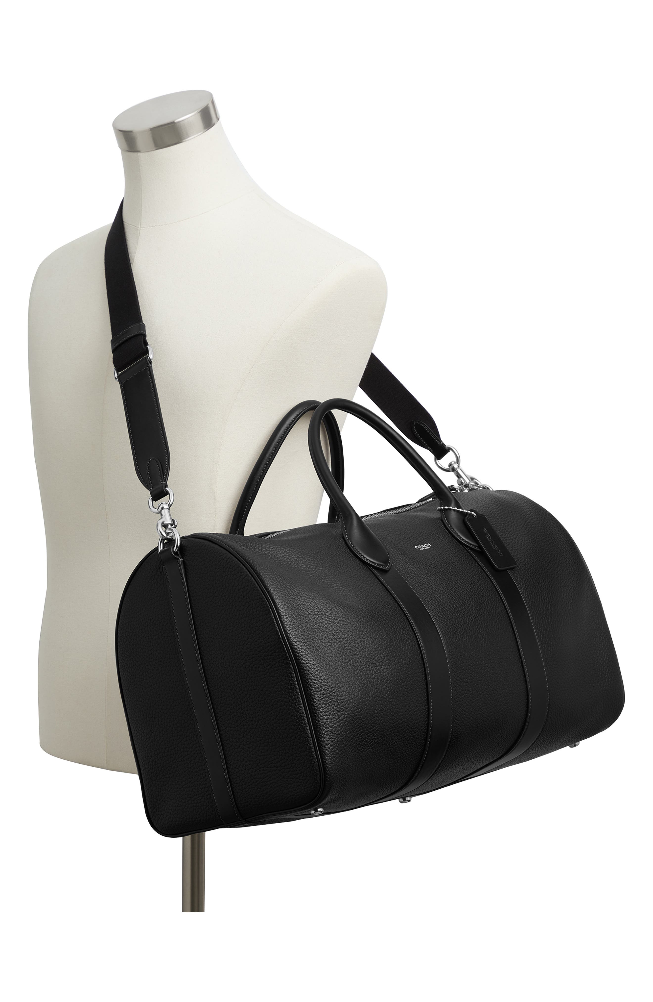 COACH Compass 50 Leather Duffle Bag, Alternate, color, Black