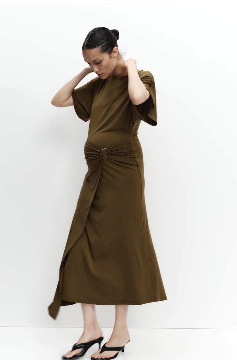 H&M Mama Wrap-detail Dress, Alternate, color, Khaki Green