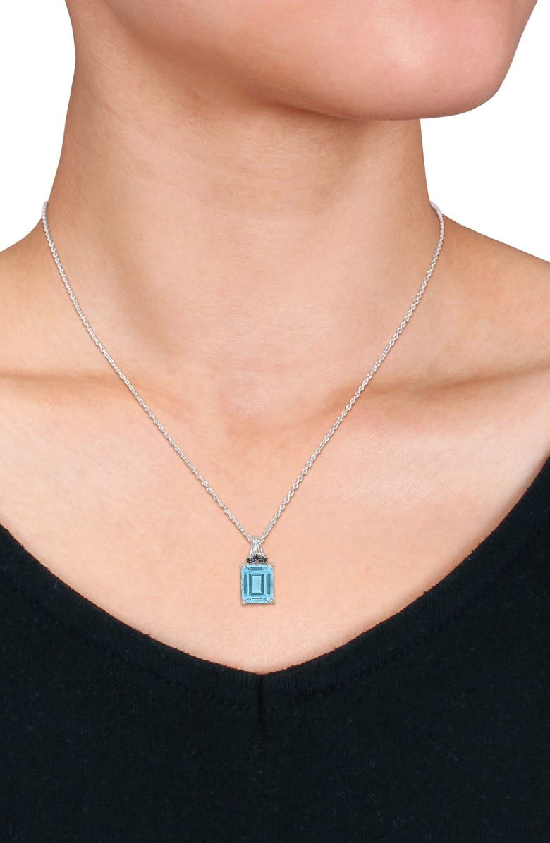 DELMAR Sky Blue Topaz & Black Sapphire Pendant Necklace, Alternate, color, Blue