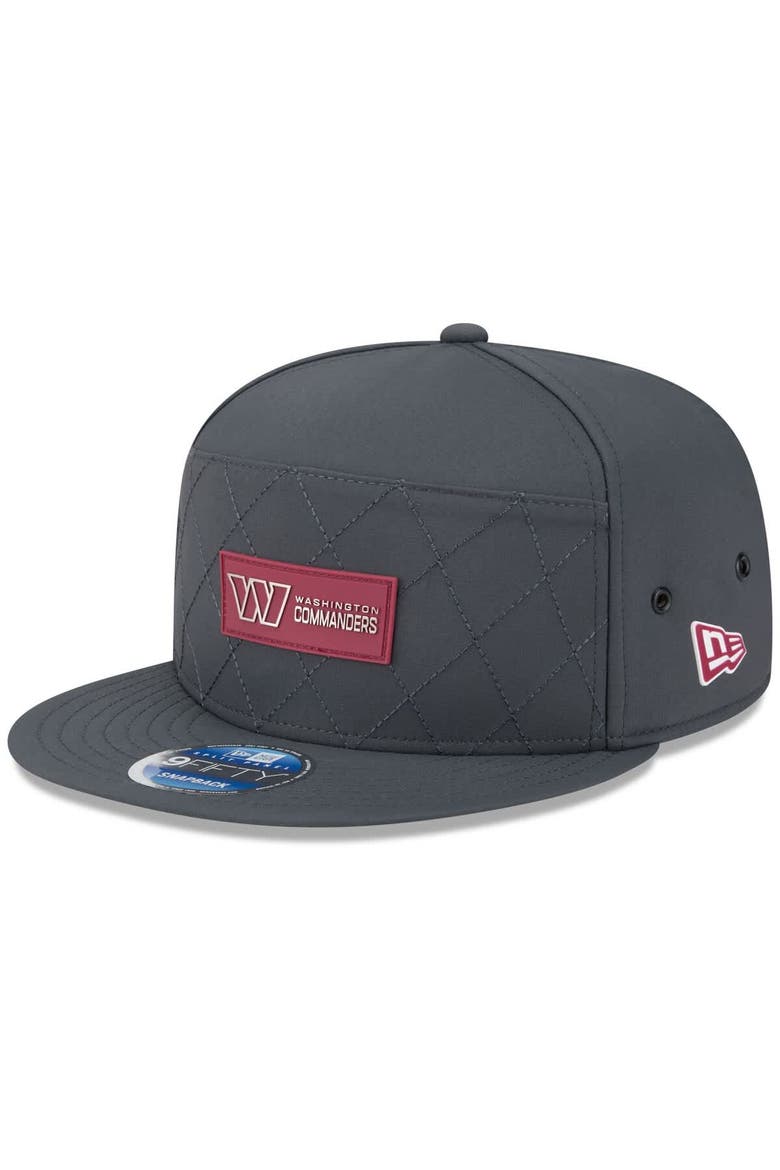 Men's New Era Charcoal Washington Commanders 2025 Sideline Cold Weather Split Panel 9FIFTY Snapback Hat, Main, color, Charcoal