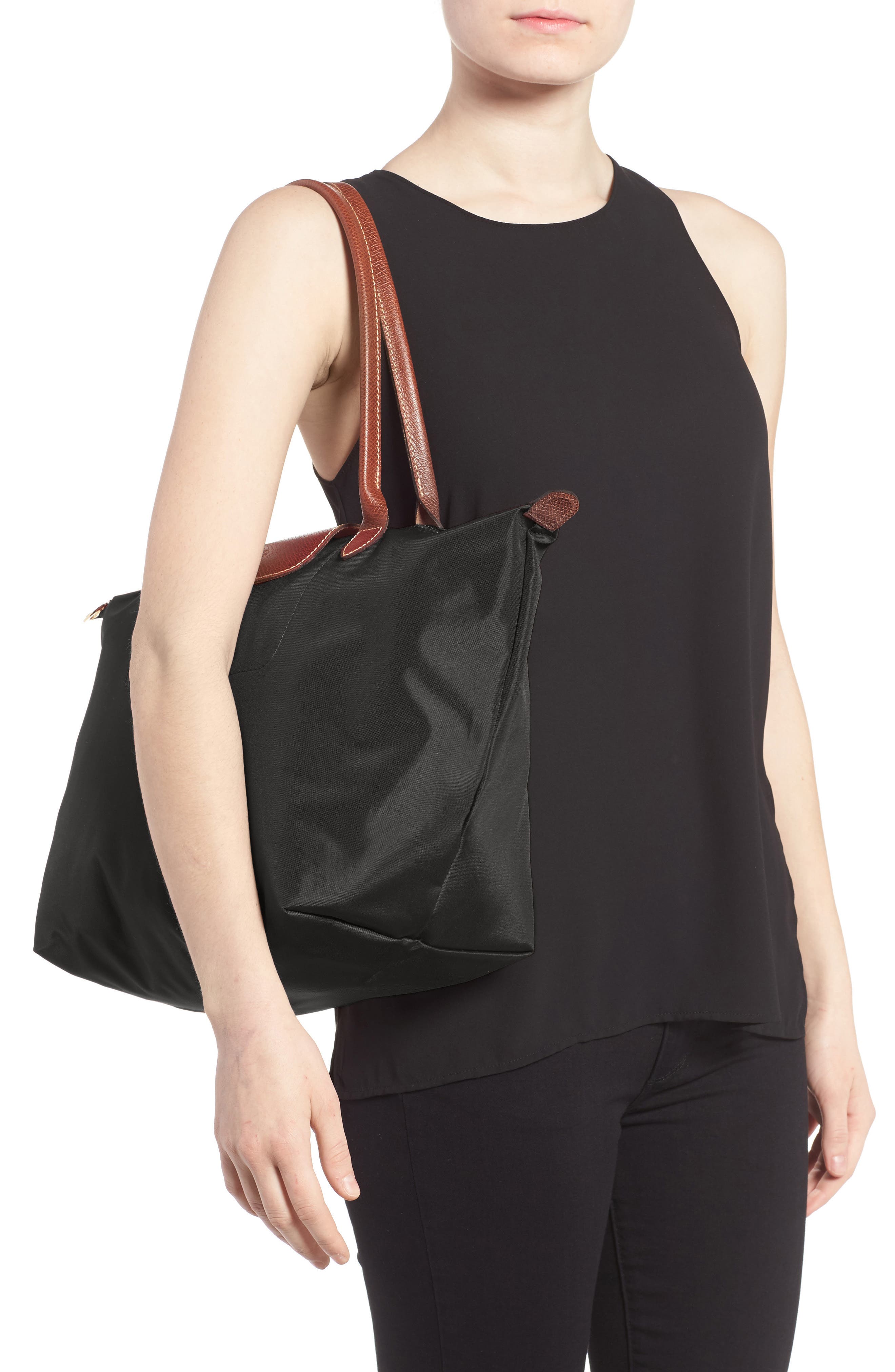 Longchamp Large Le Pliage Tote, Alternate, color, Black