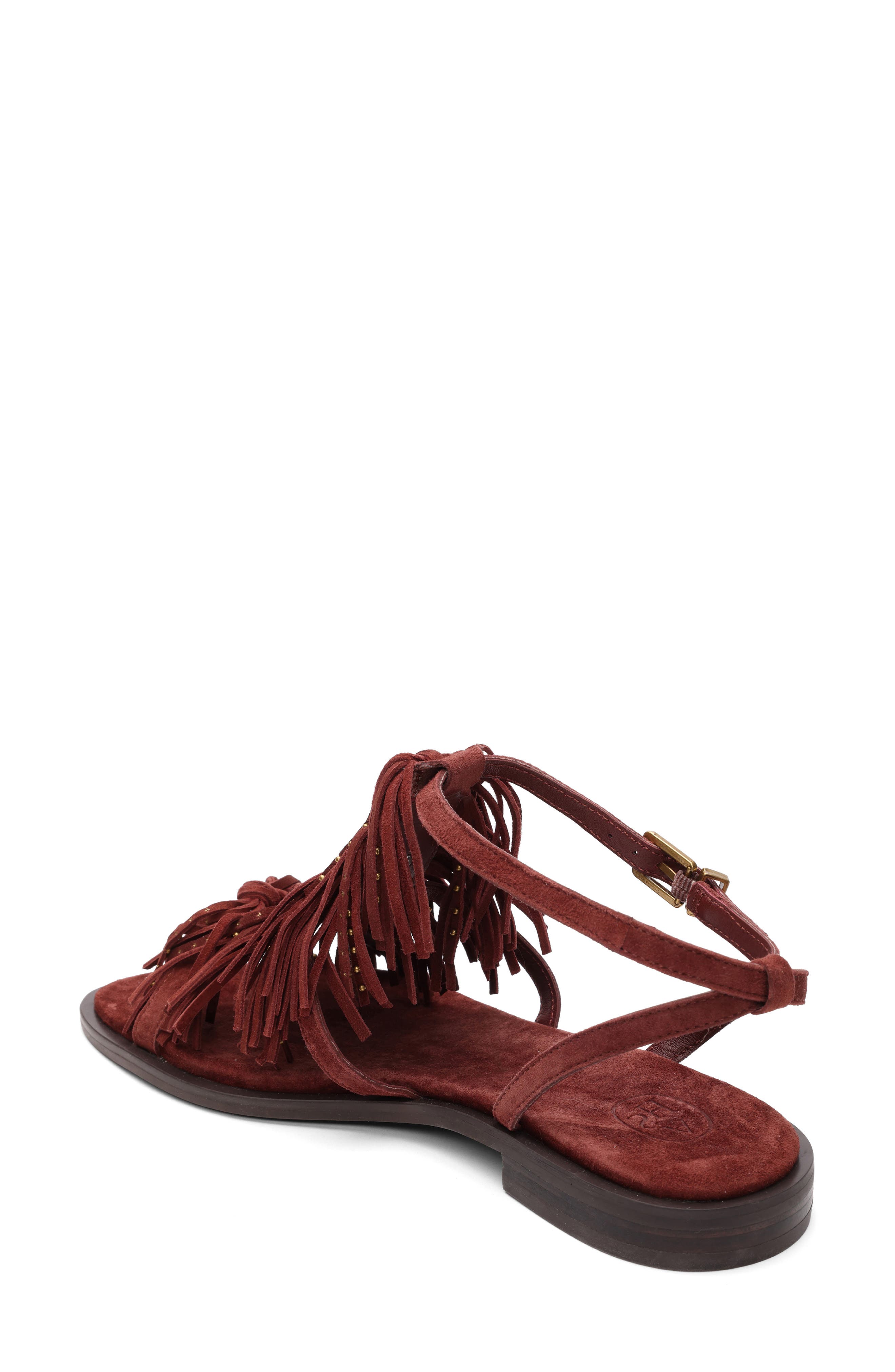 Panic Fringe Sandal, Alternate, color, MARSALA