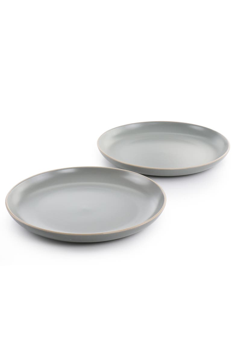 Gibson Home Rockaway 2 Piece 10.5 Inch Round Stoneware Dinner Plate Set, Main, color, Grey
