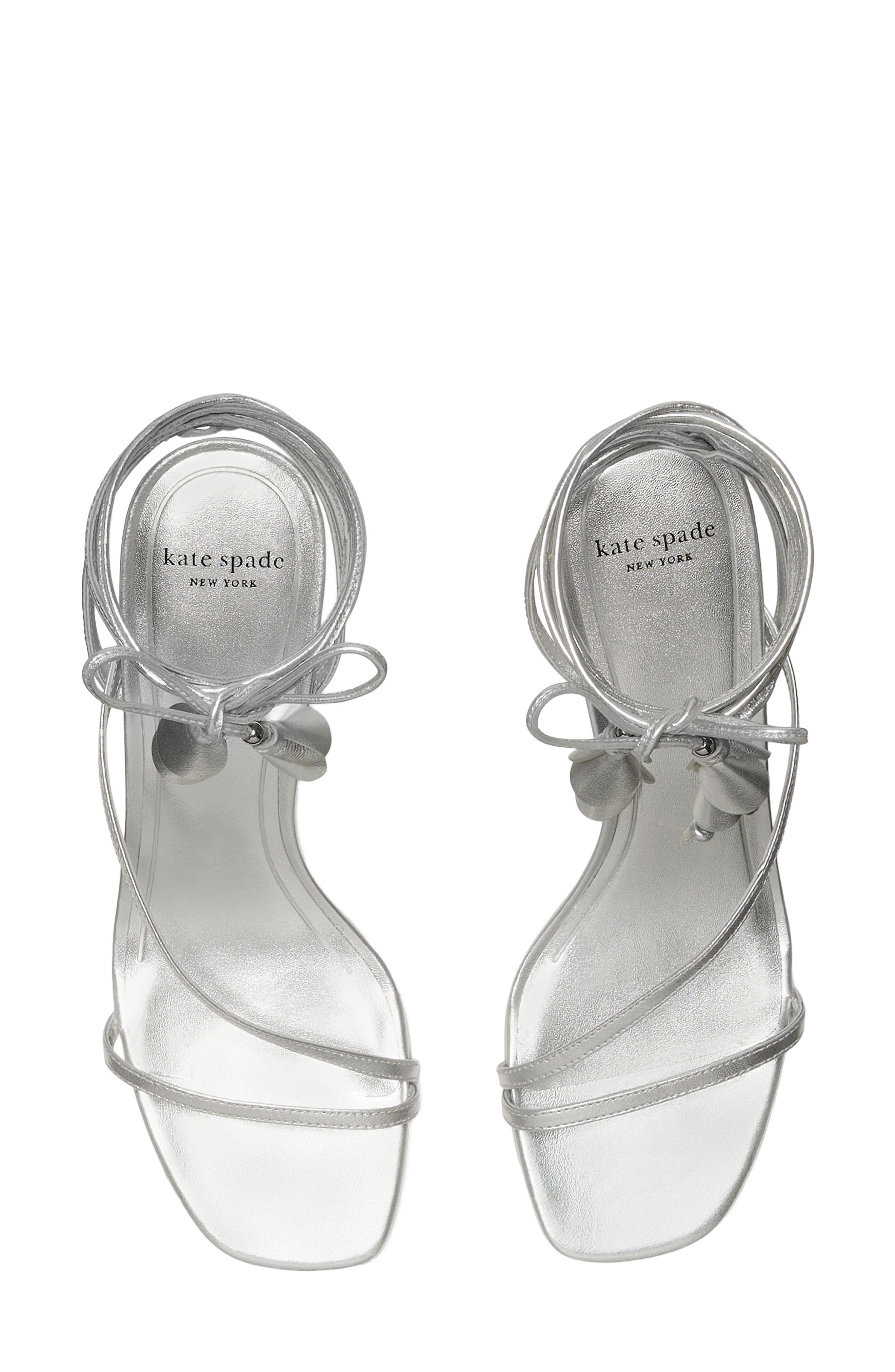 Kate Spade New York ankle wrap sandal, Alternate, color, Silver