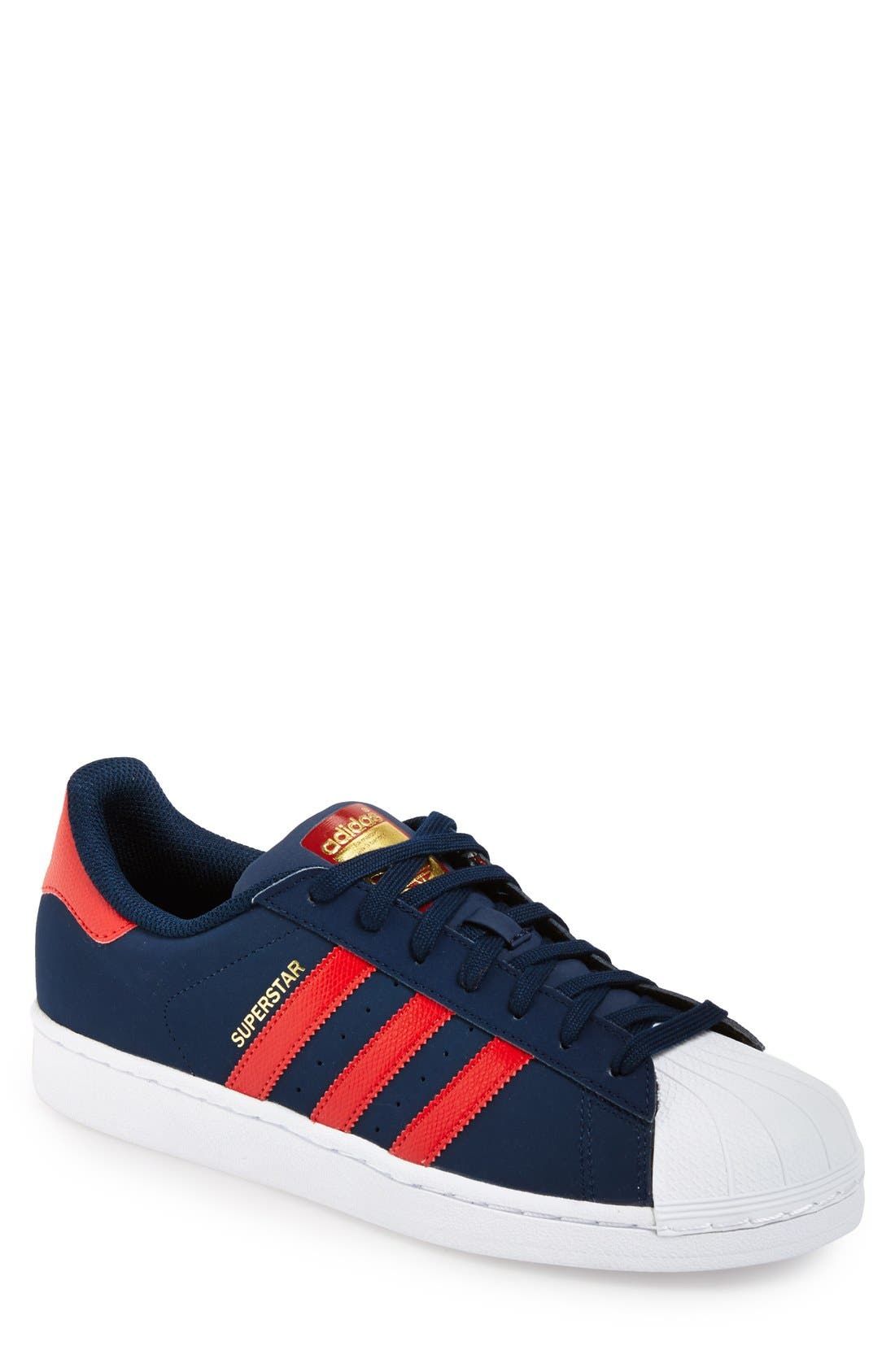 Superstar Foundation Sneaker, Main, color, NAVY/ SCARLET/ WHITE