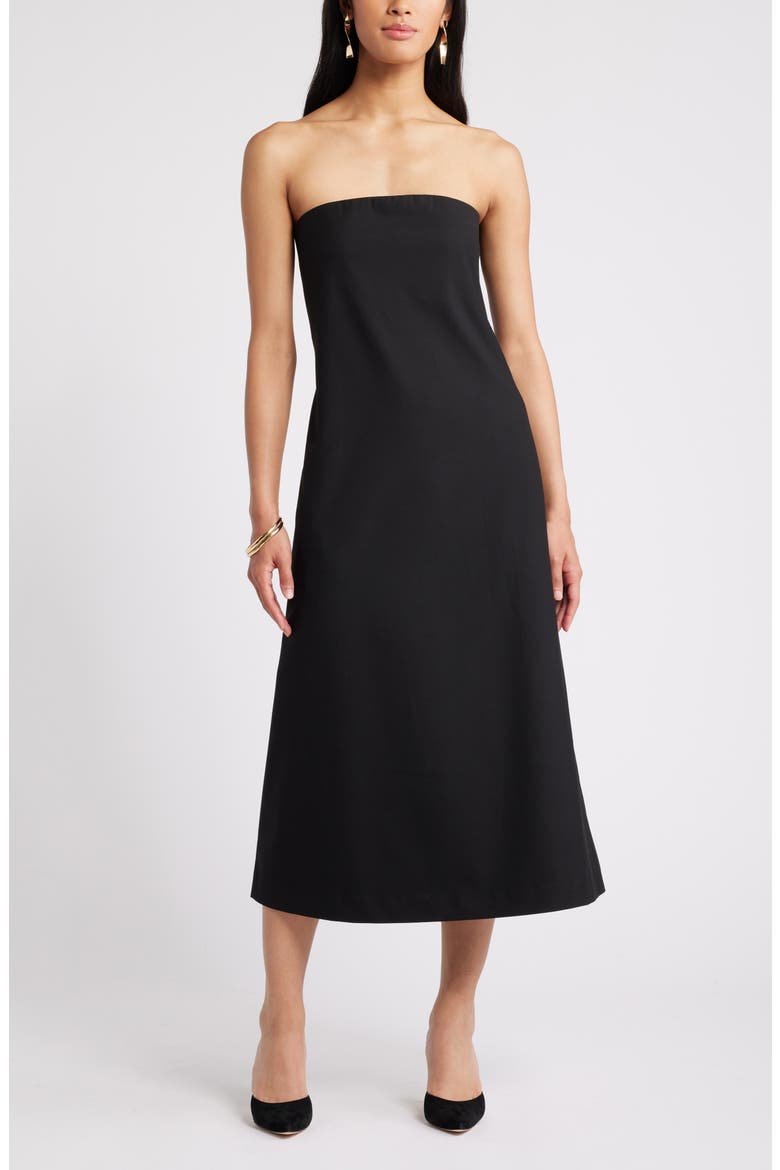 Strapless A-Line Dress, Main, color, BLACK