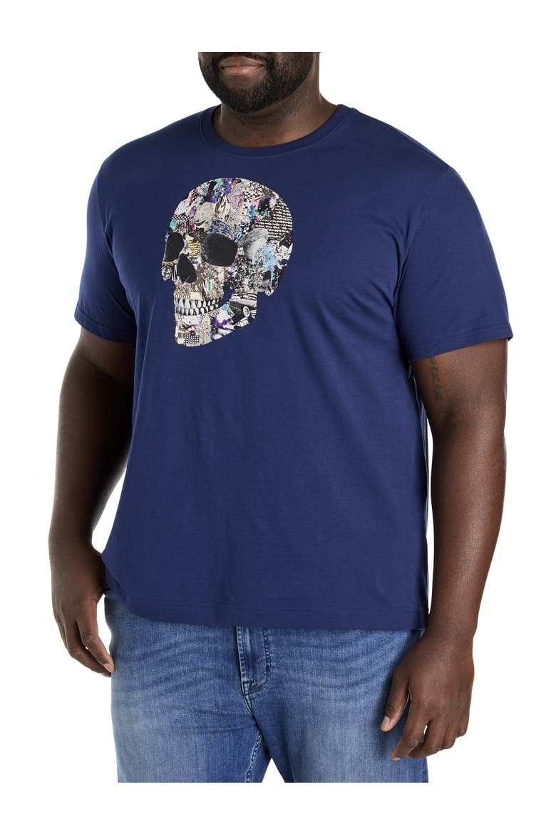 Big & Tall Collage Skull Graphic Tee, Main, color, NAVY