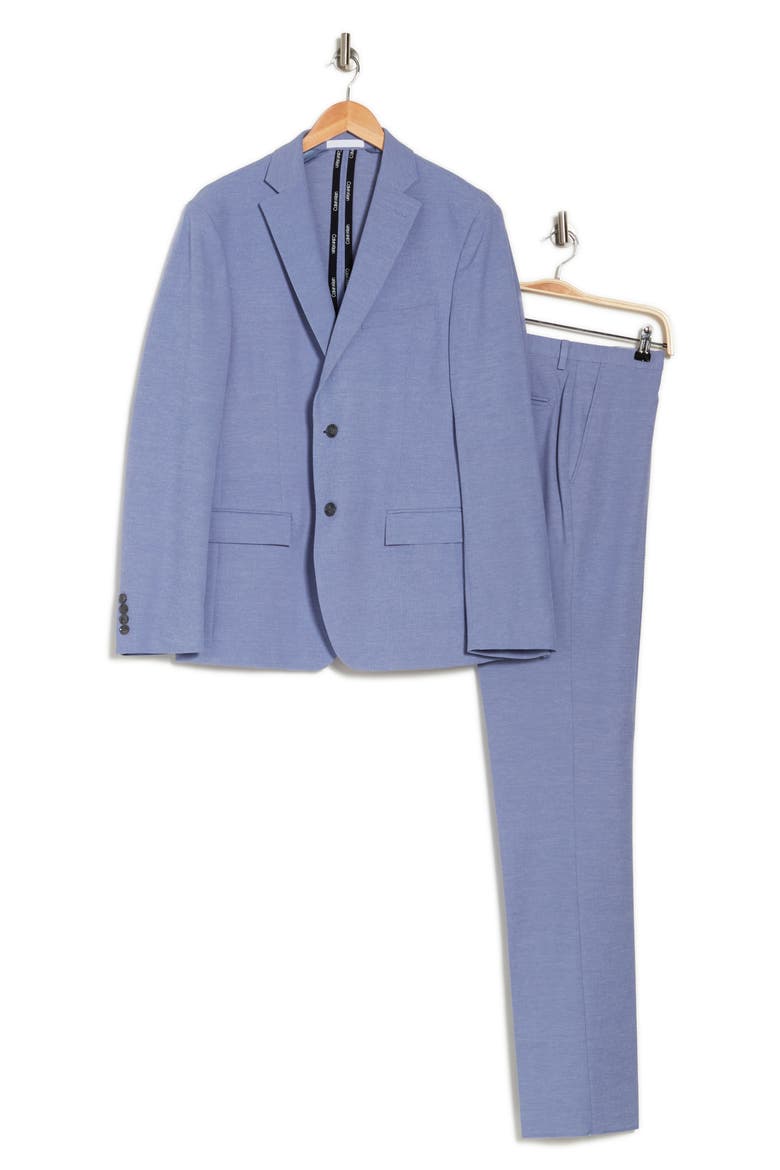 Martelli Blue Heathered Two-Button Notch Lapel Suit, Alternate, color, BLUE