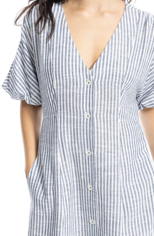 MAX STUDIO MAX STUDIO PUFF SHORT SLEEVE BUTTON FRONT MAXI DRESS 