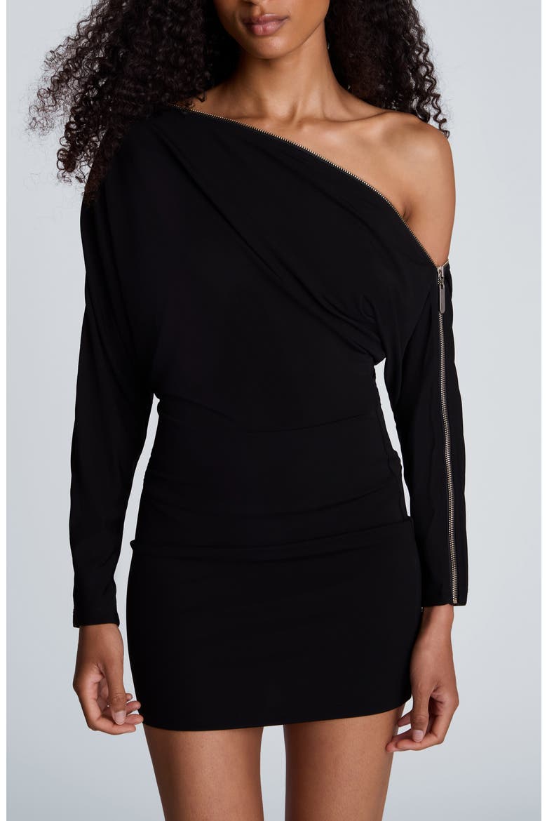 Zipper Shoulder Minidress, Alternate, color, BLACK