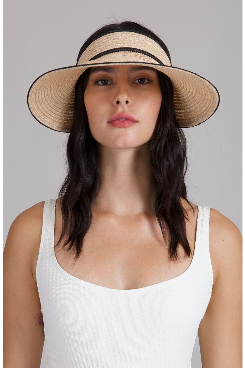 Trixie Packable Straw Visor, Alternate, color, CAMEL/ BLACK