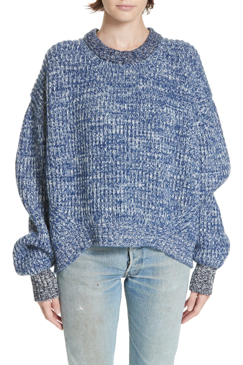 Mavie Chunky Wool & Cashmere Sweater, Main, color, BLUE MARL