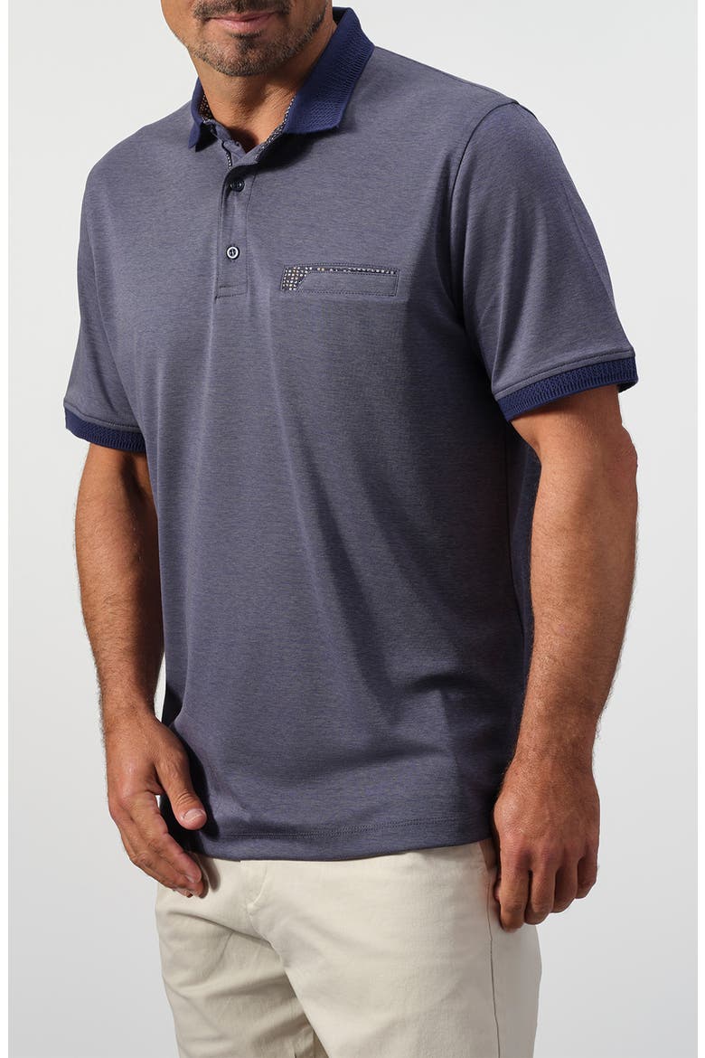 Tipped Piqué Knit Polo, Alternate, color, INDIGO
