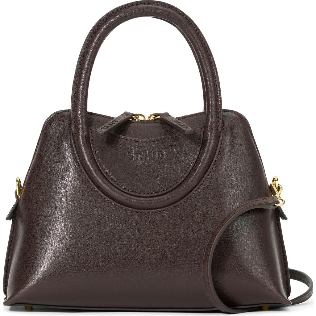 Staud Mini Naomi Leather Satchel In Brown