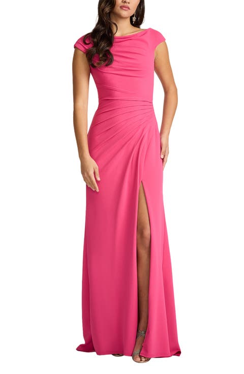 Ruched Cap Sleeve Gown