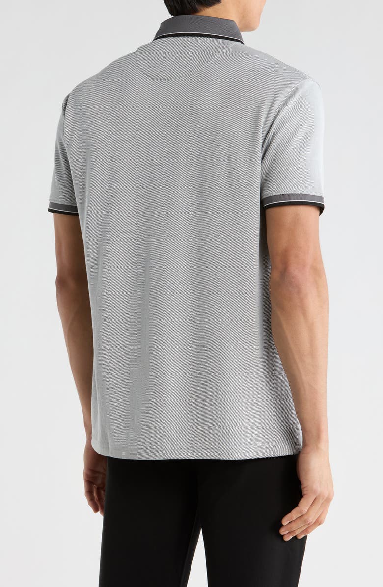 DENIM AND FLOWER Grey With Black nd White Tipping Polo, Alternate, color, Grey