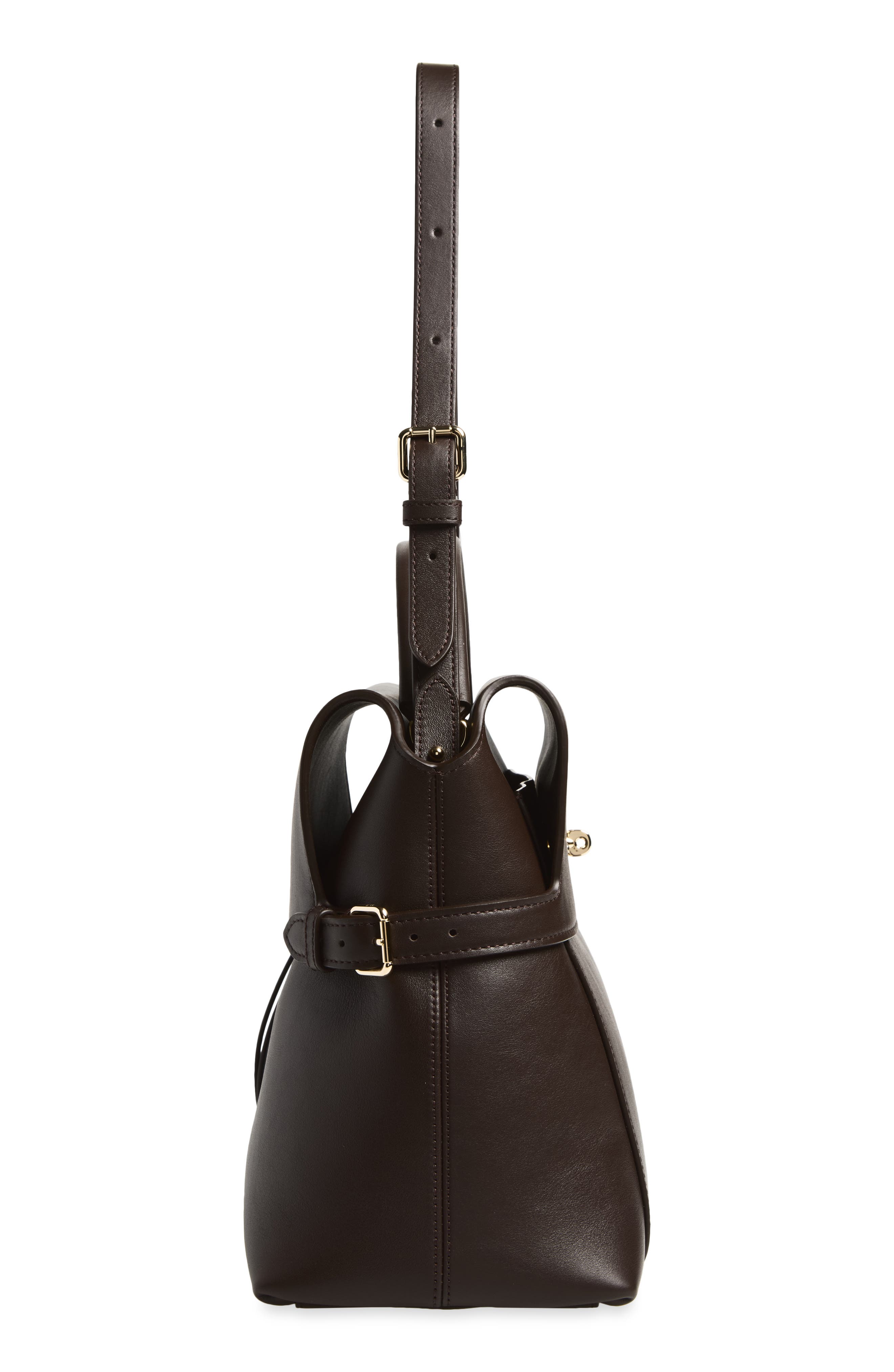 Stevie Leather Top Handle Bag, Alternate, color, EBONY