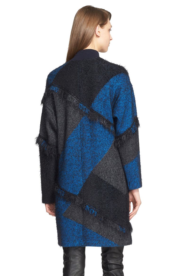 Fringe Trim Plaid Knit Topper, Alternate, color, TAHOE BLUE MULTI