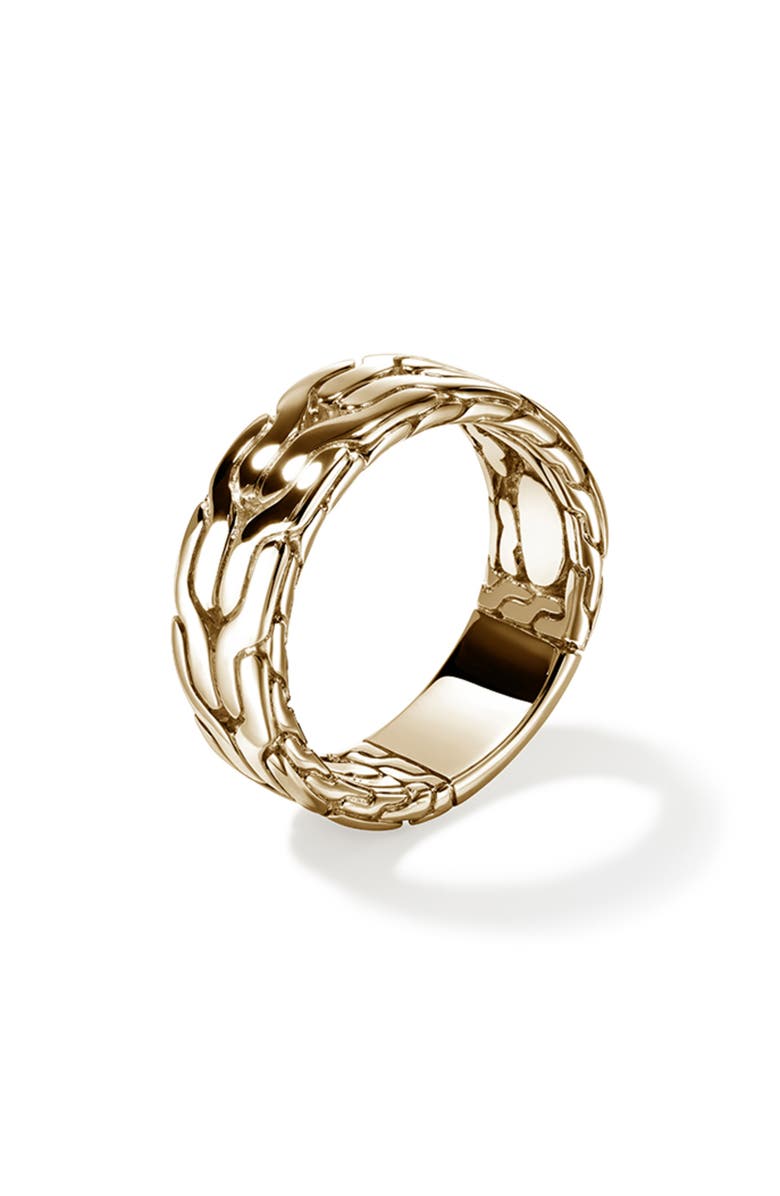 John Hardy Carved Chain 14K Gold Band Ring, Alternate, color, Gold