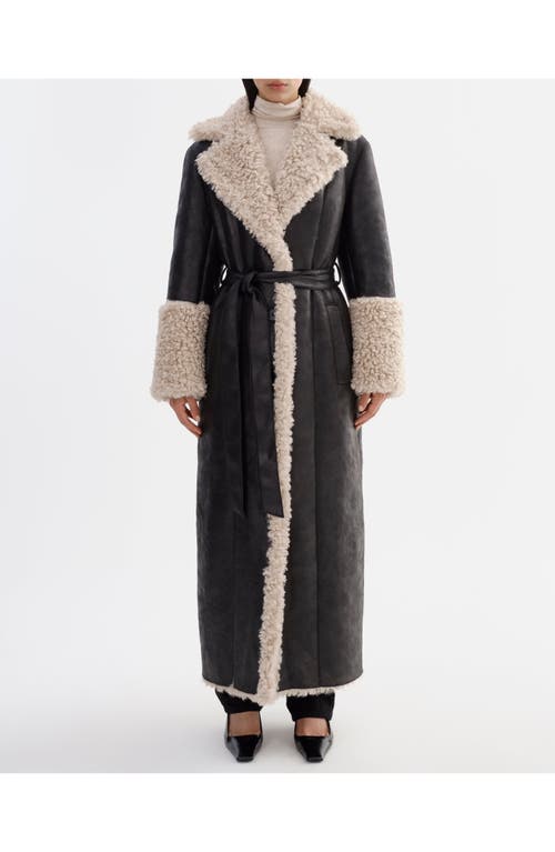 Lamarque Polly | Mixed Media Maxi Coat In Black