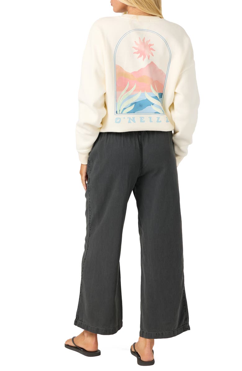 O'Neill Sevie Drawstring Cotton Twill Pants, Alternate, color, Washed Black