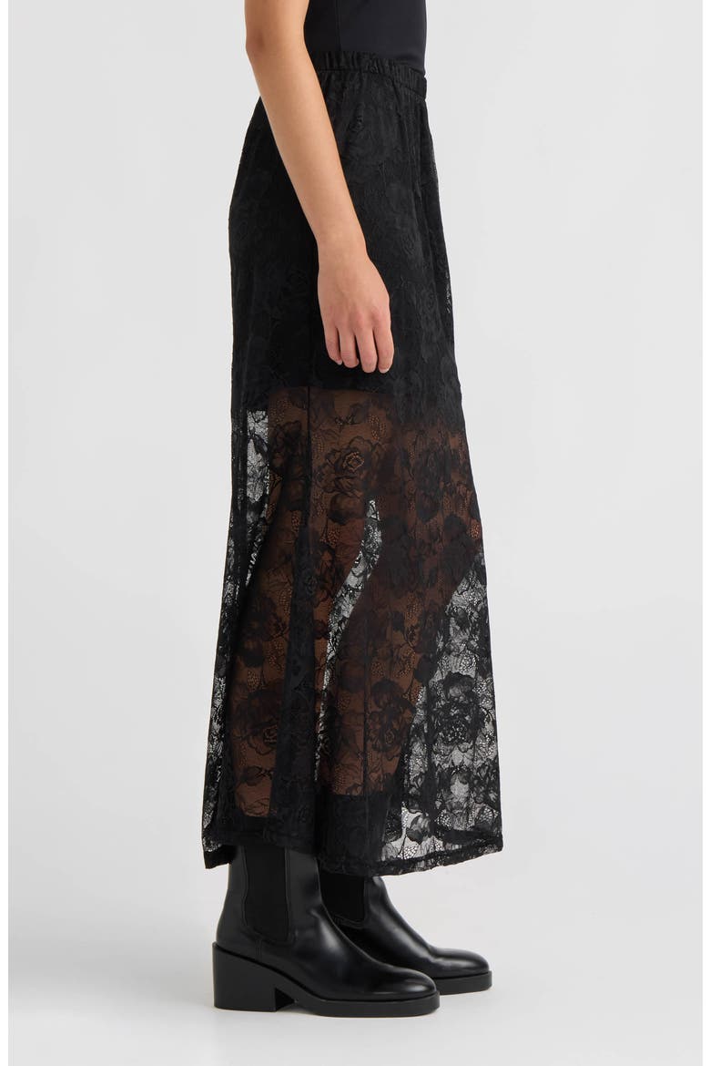Lace Flare Maxi Skirt, Alternate, color, BLACK