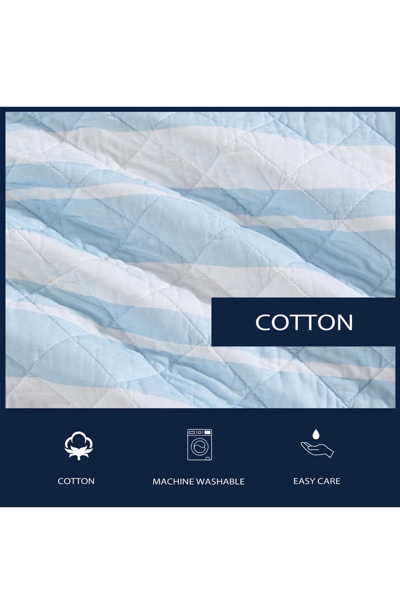 Nautica Seafront Stripe Reversible Cotton Quilt Set, Alternate, color, Blue Seafront Stripe
