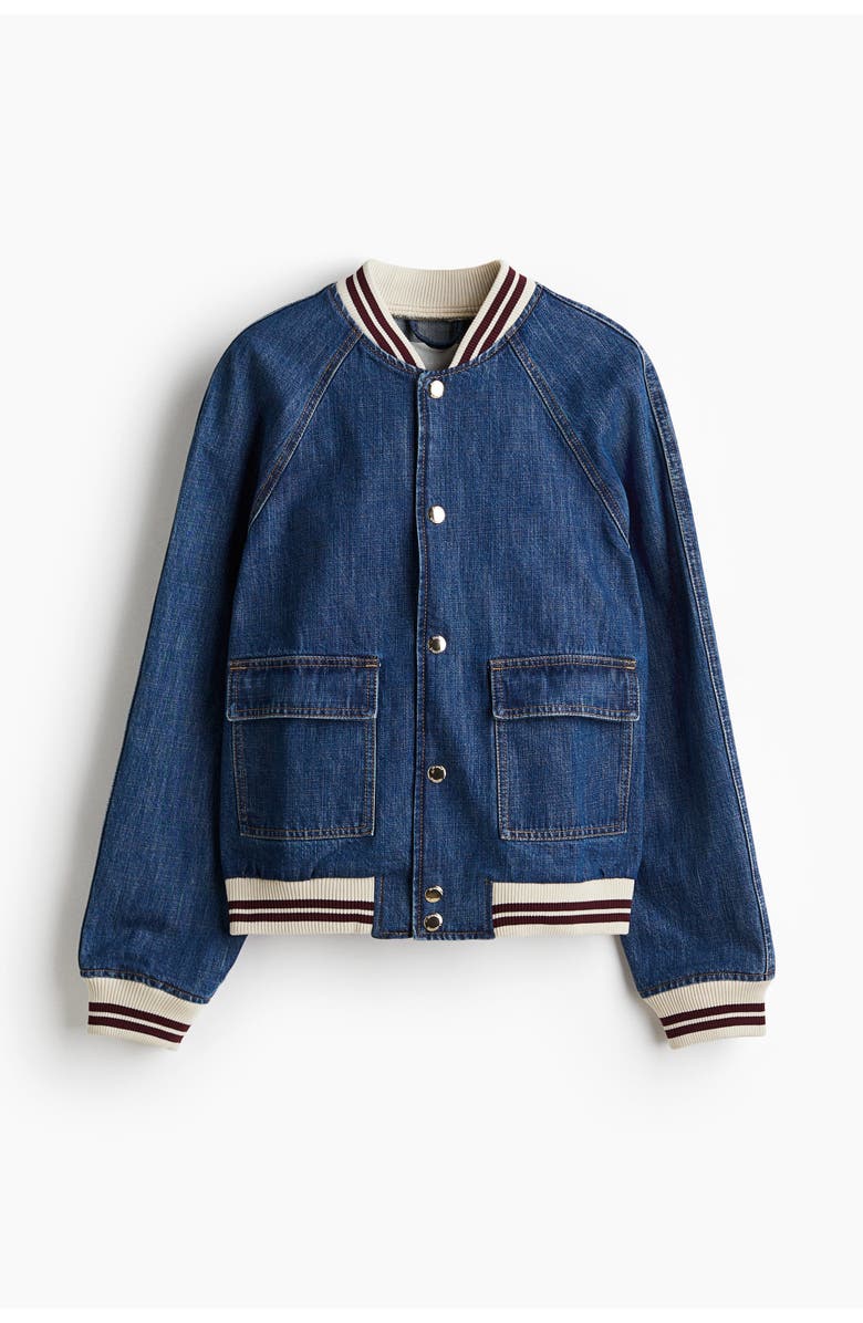 H&M Denim Bomber Jacket, Main, color, Denim Blue