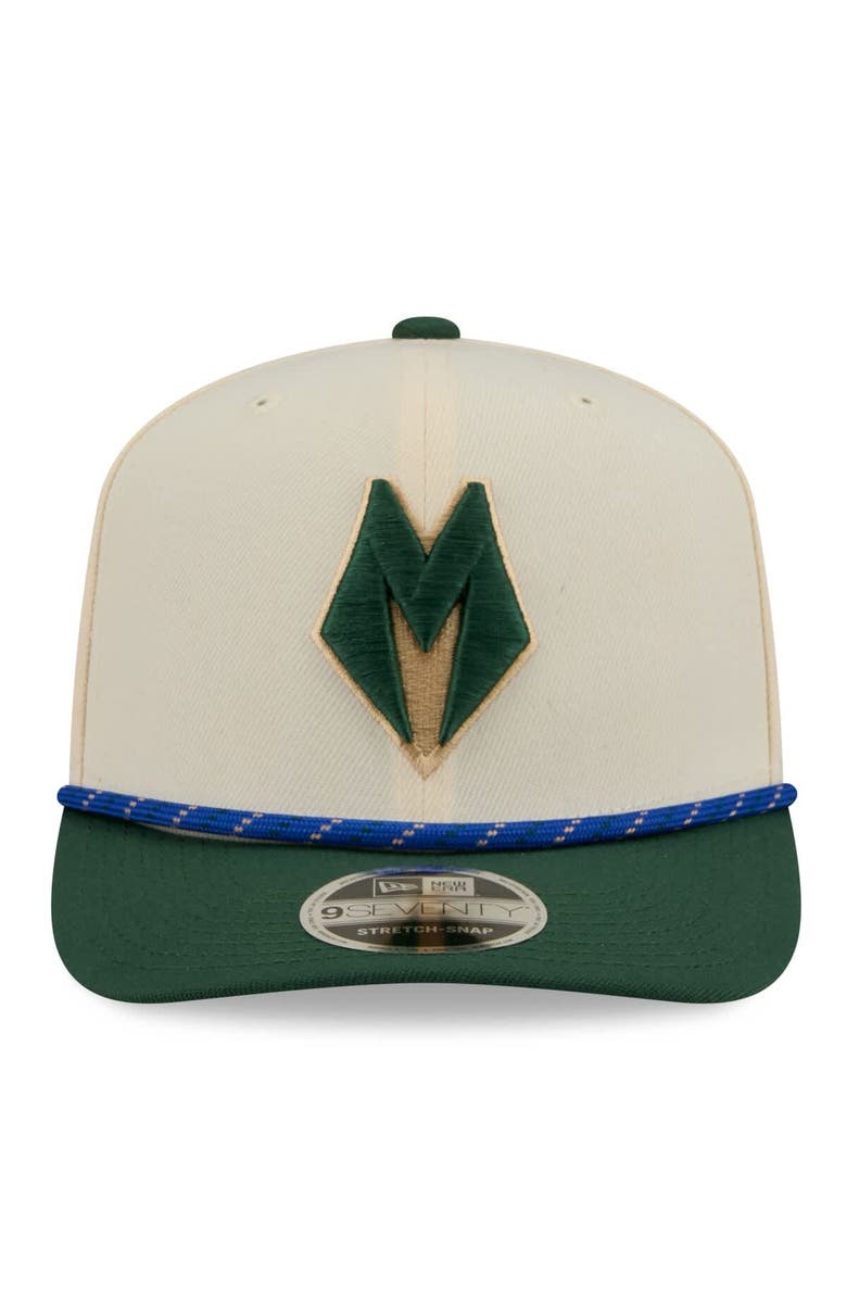 New Era Men's New Era Cream/Hunter Green Milwaukee Bucks 2025/26 City Edition 9SEVENTY Adjustable Hat, Alternate, color, Cream